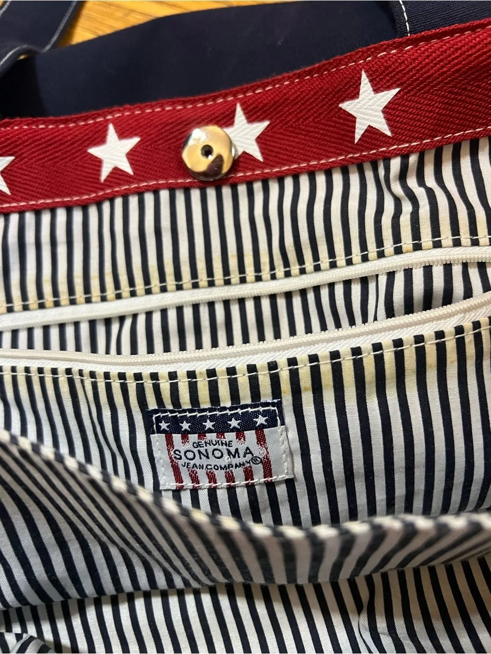 American Fare! Sonoma Red, White & Navy Star-Trim Canvas Tote